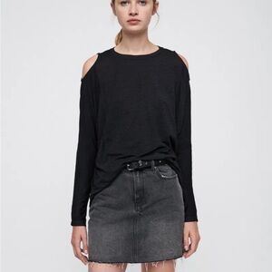 All Saints Aino Shirt Cut Out Black long Sleeves Size S
